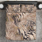 African Zebra Leopard Pattern Bedding Set Sand Taupe Beige