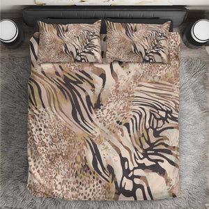 African Zebra Leopard Pattern Bedding Set Sand Taupe Beige