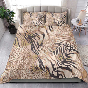 African Zebra Leopard Pattern Bedding Set Sand Taupe Beige