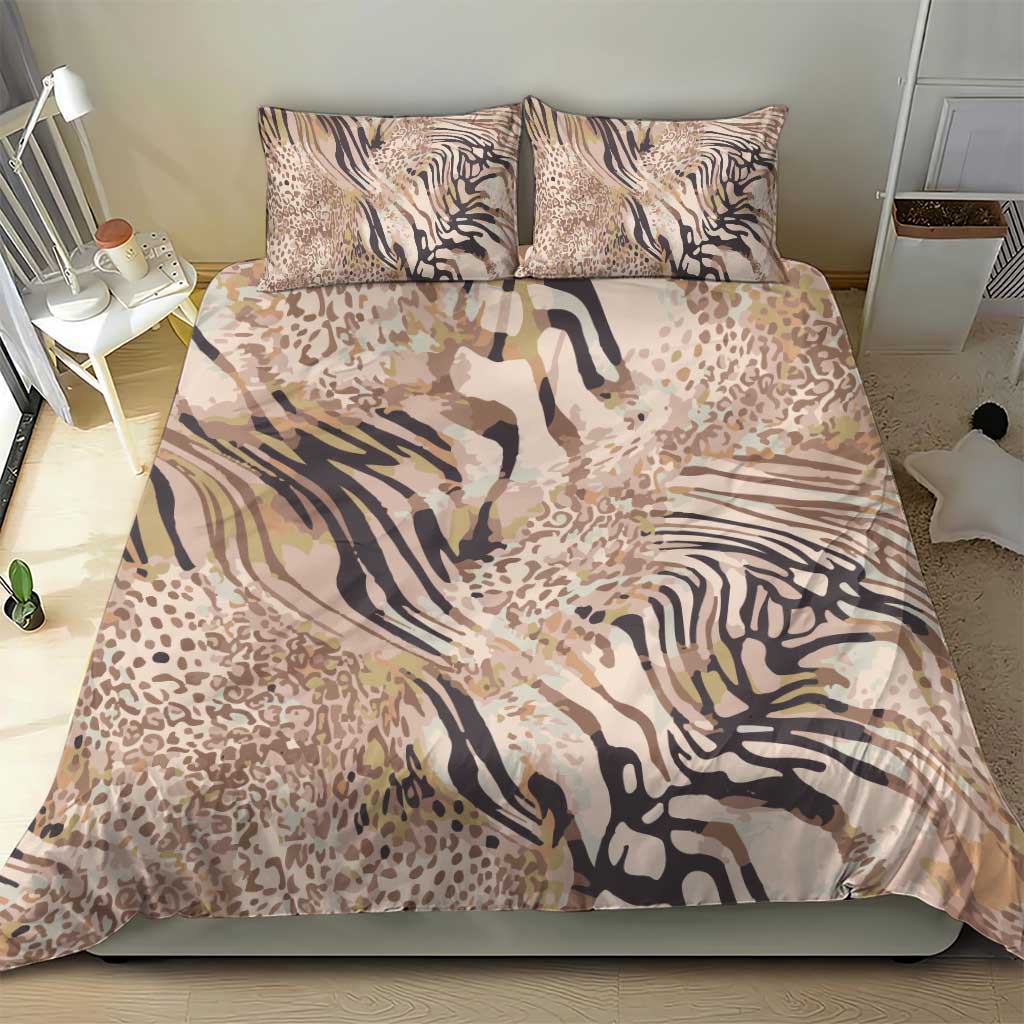 African Zebra Leopard Pattern Bedding Set Sand Taupe Beige