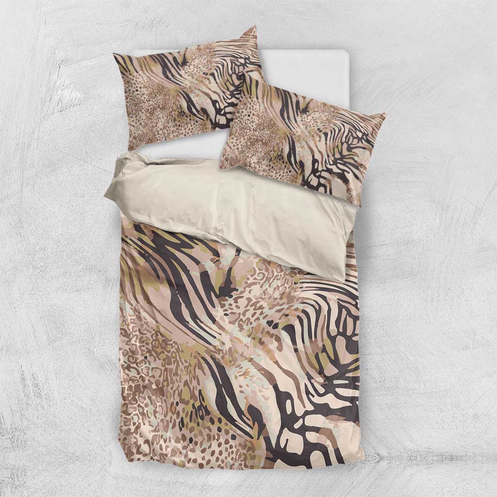 African Zebra Leopard Pattern Bedding Set Sand Taupe Beige