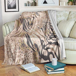 African Zebra Leopard Pattern Blanket Sand Taupe Beige