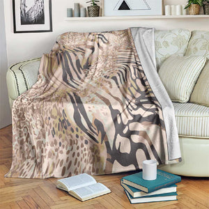 African Zebra Leopard Pattern Blanket Sand Taupe Beige