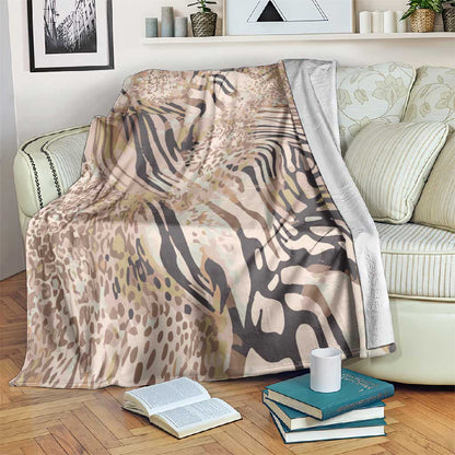 African Zebra Leopard Pattern Blanket Sand Taupe Beige