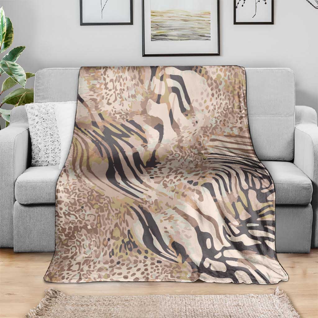 African Zebra Leopard Pattern Blanket Sand Taupe Beige