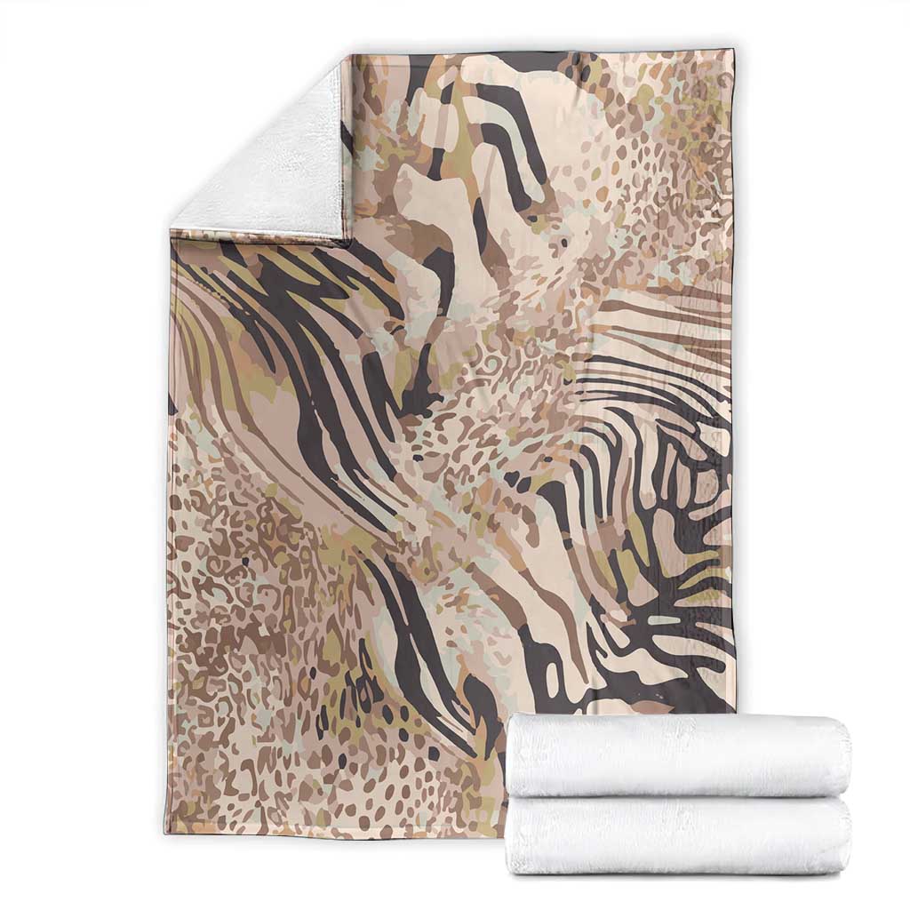 African Zebra Leopard Pattern Blanket Sand Taupe Beige