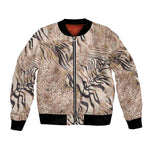 African Zebra Leopard Pattern Bomber Jacket Sand Taupe Beige
