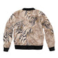 African Zebra Leopard Pattern Bomber Jacket Sand Taupe Beige