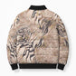 African Zebra Leopard Pattern Bomber Puffer Jacket Sand Taupe Beige