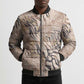 African Zebra Leopard Pattern Bomber Puffer Jacket Sand Taupe Beige