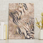 African Zebra Leopard Pattern Canvas Wall Art Sand Taupe Beige