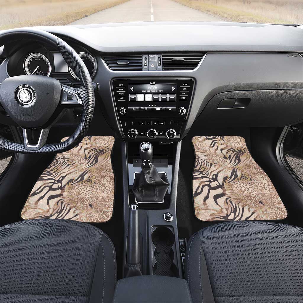 African Zebra Leopard Pattern Car Mats Sand Taupe Beige