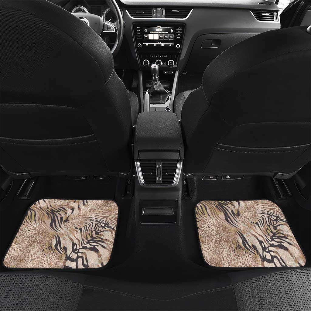 African Zebra Leopard Pattern Car Mats Sand Taupe Beige