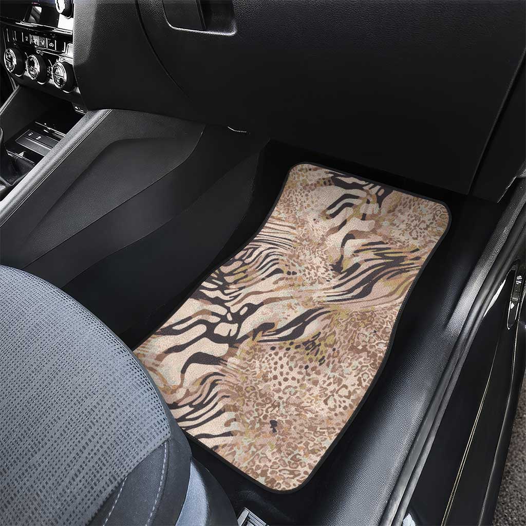 African Zebra Leopard Pattern Car Mats Sand Taupe Beige