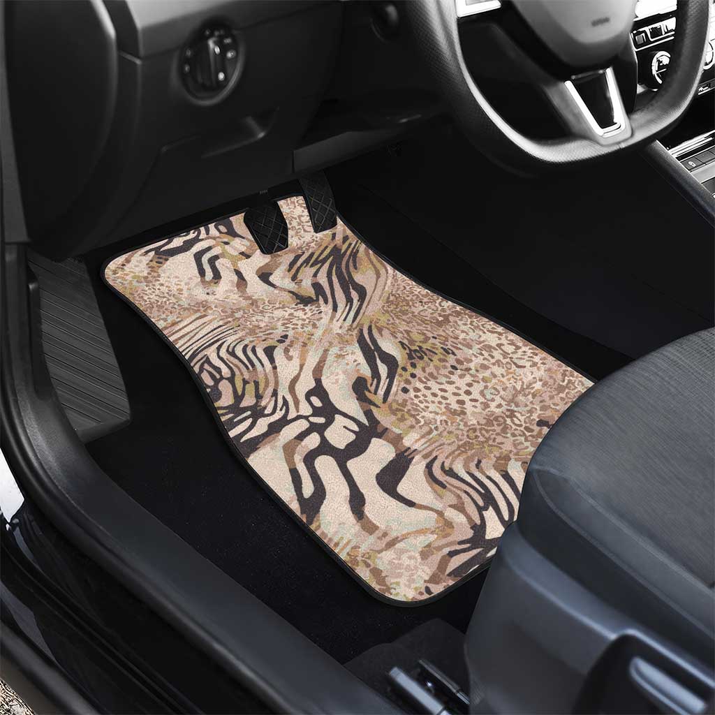 African Zebra Leopard Pattern Car Mats Sand Taupe Beige