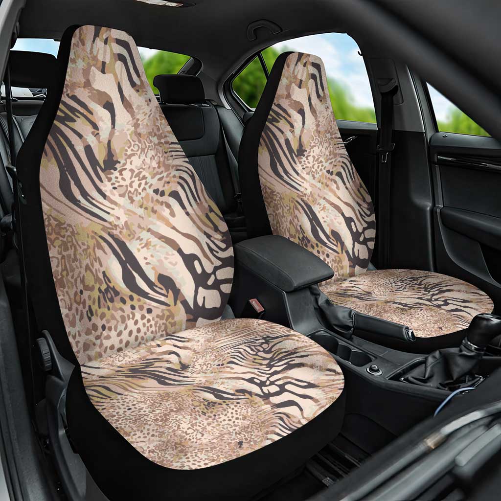 African Zebra Leopard Pattern Car Seat Cover Sand Taupe Beige