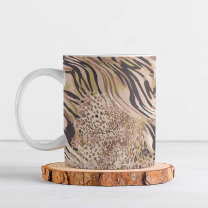 African Zebra Leopard Pattern Ceramic Mug Sand Taupe Beige