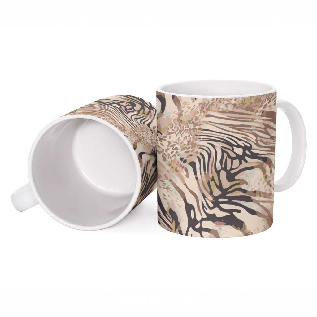 African Zebra Leopard Pattern Ceramic Mug Sand Taupe Beige