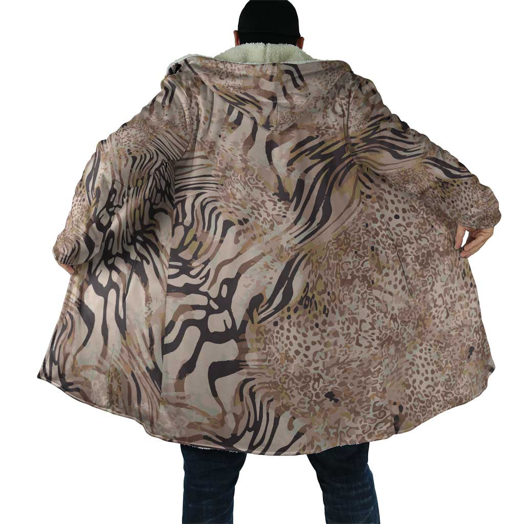 African Zebra Leopard Pattern Cloak Sand Taupe Beige
