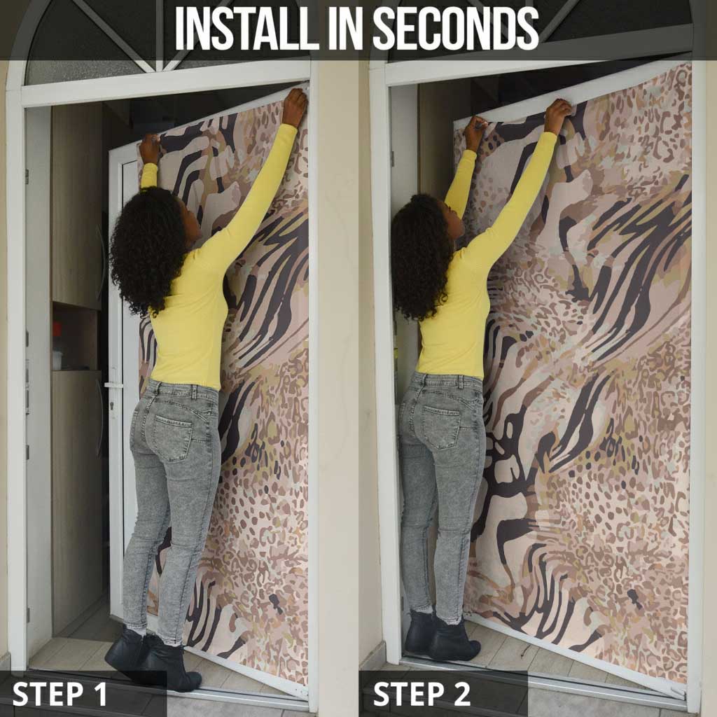 African Zebra Leopard Pattern Door Cover Sand Taupe Beige