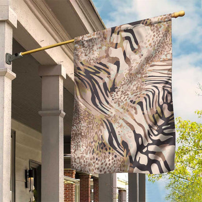 African Zebra Leopard Pattern Garden Flag Sand Taupe Beige