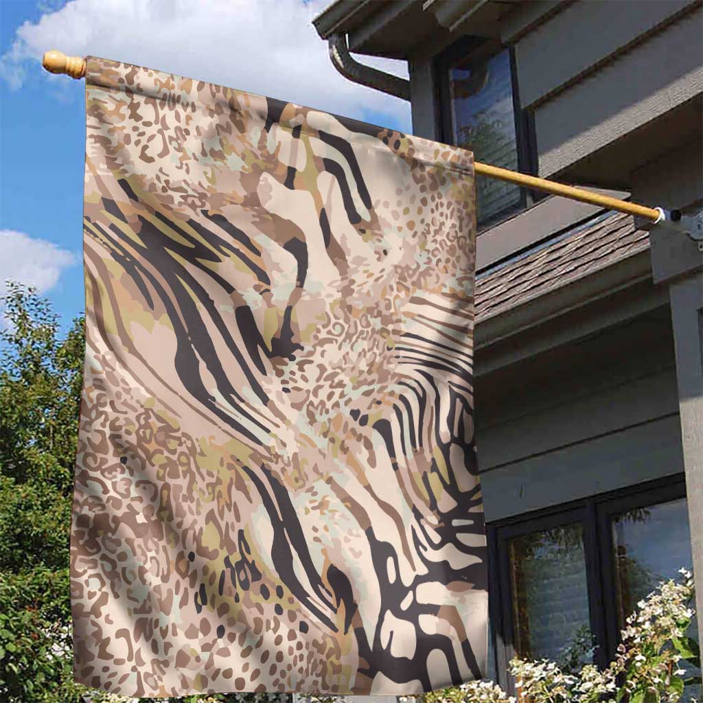 African Zebra Leopard Pattern Garden Flag Sand Taupe Beige