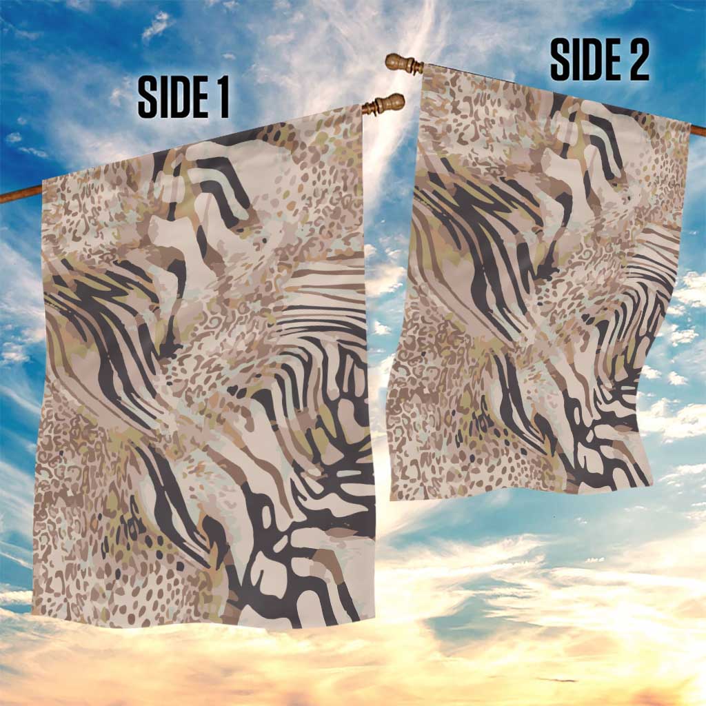 African Zebra Leopard Pattern Garden Flag Sand Taupe Beige