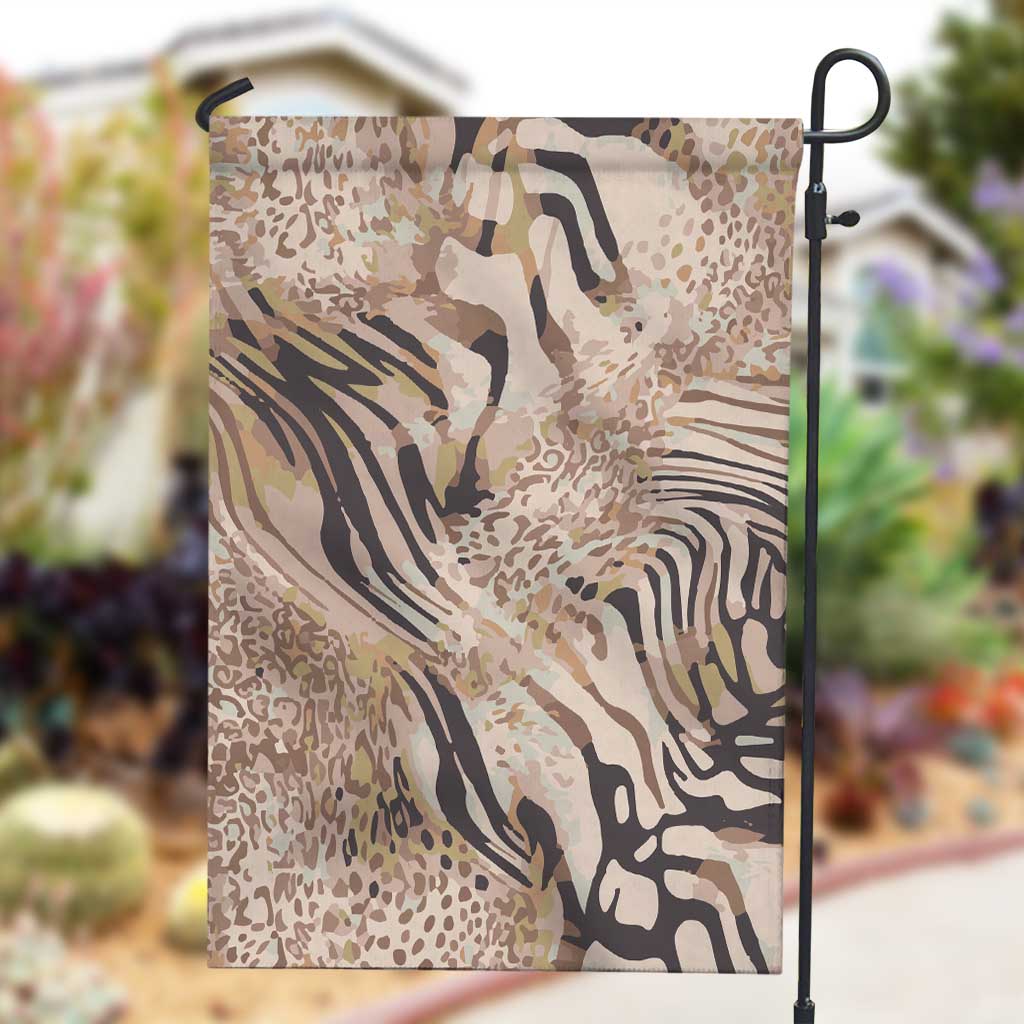 African Zebra Leopard Pattern Garden Flag Sand Taupe Beige