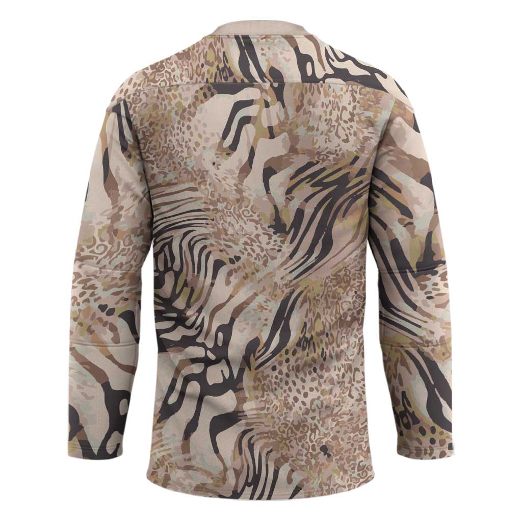 African Zebra Leopard Pattern Hockey Jersey Sand Taupe Beige