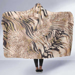 African Zebra Leopard Pattern Hooded Blanket Sand Taupe Beige