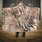 African Zebra Leopard Pattern Hooded Blanket Sand Taupe Beige
