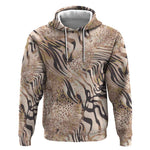 African Zebra Leopard Pattern Hoodie Sand Taupe Beige