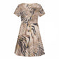 African Zebra Leopard Pattern Kid Short Sleeve Dress Sand Taupe Beige