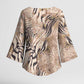 African Zebra Leopard Pattern Kimono Sleeve Blouse Sand Taupe Beige