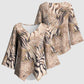African Zebra Leopard Pattern Kimono Sleeve Blouse Sand Taupe Beige