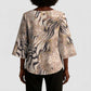 African Zebra Leopard Pattern Kimono Sleeve Blouse Sand Taupe Beige