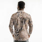 African Zebra Leopard Pattern Long Sleeve Polo Shirt Sand Taupe Beige