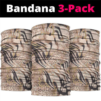 African Zebra Leopard Pattern Neck Gaiter Sand Taupe Beige