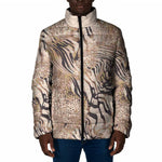 African Zebra Leopard Pattern Padded Jacket Sand Taupe Beige
