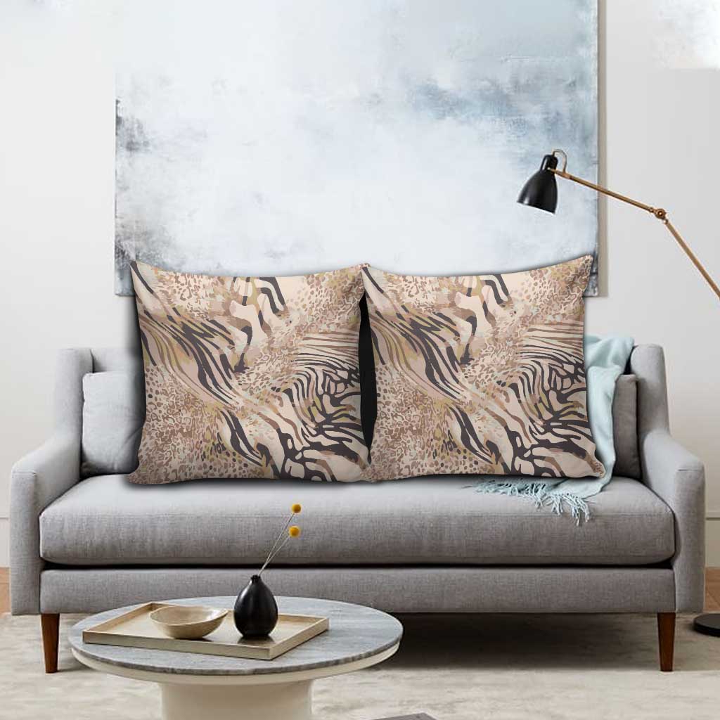 African Zebra Leopard Pattern Pillow Cover Sand Taupe Beige