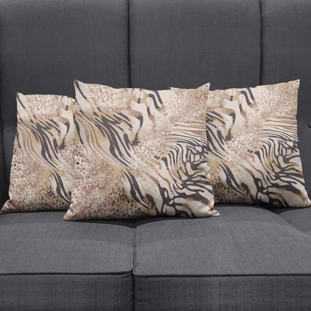 African Zebra Leopard Pattern Pillow Cover Sand Taupe Beige