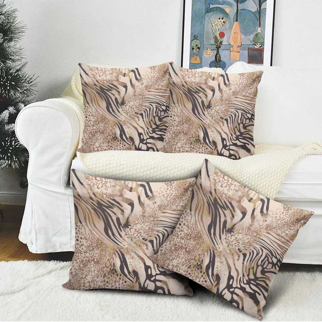 African Zebra Leopard Pattern Pillow Cover Sand Taupe Beige