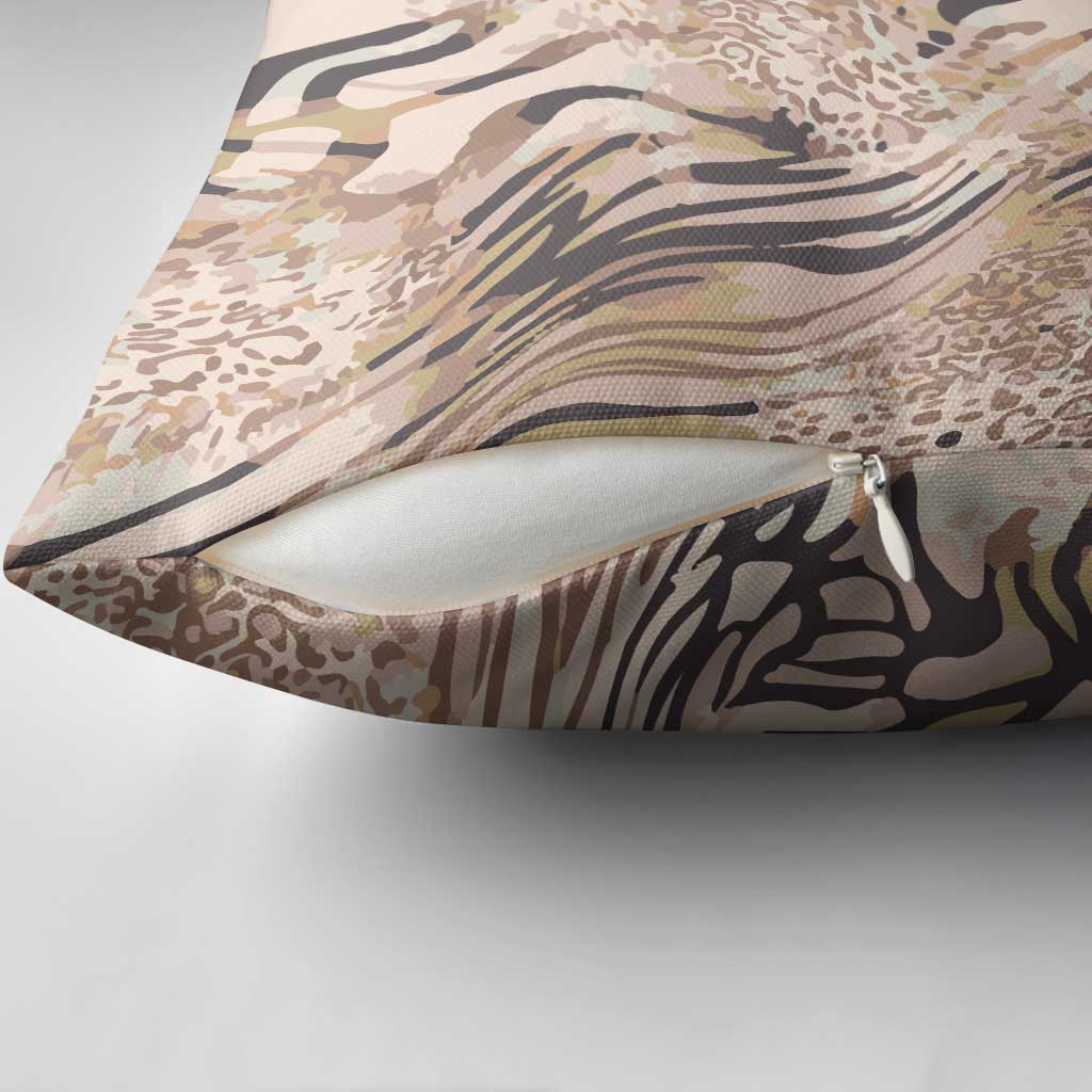 African Zebra Leopard Pattern Pillow Cover Sand Taupe Beige