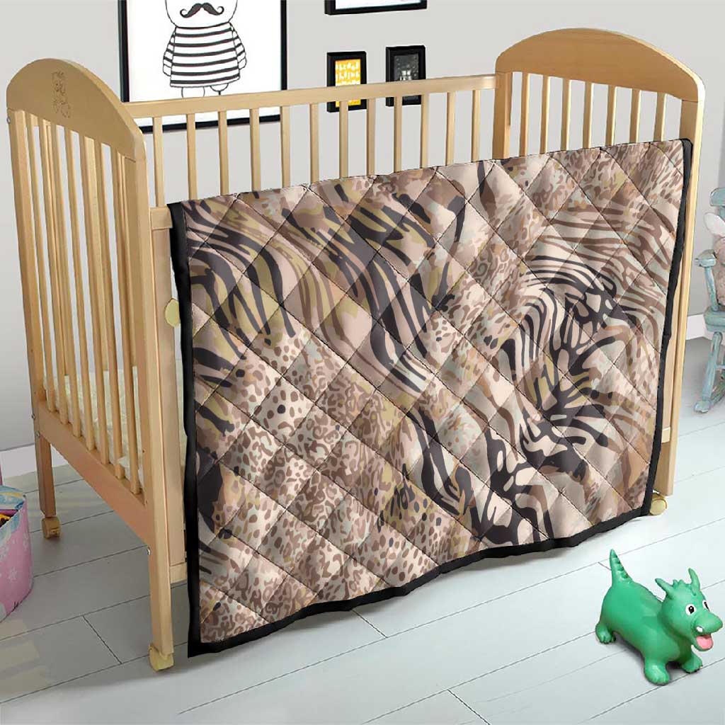 African Zebra Leopard Pattern Quilt Sand Taupe Beige