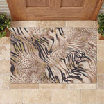 African Zebra Leopard Pattern Rubber Doormat Sand Taupe Beige