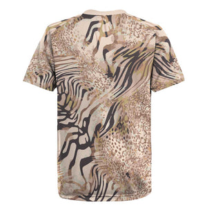 African Zebra Leopard Pattern Rugby Jersey Sand Taupe Beige