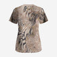 African Zebra Leopard Pattern Scrub Top Sand Taupe Beige