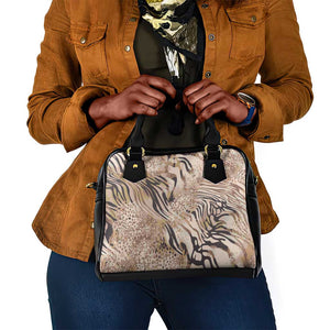 African Zebra Leopard Pattern Shoulder Handbag Sand Taupe Beige