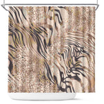 African Zebra Leopard Pattern Shower Curtain Sand Taupe Beige