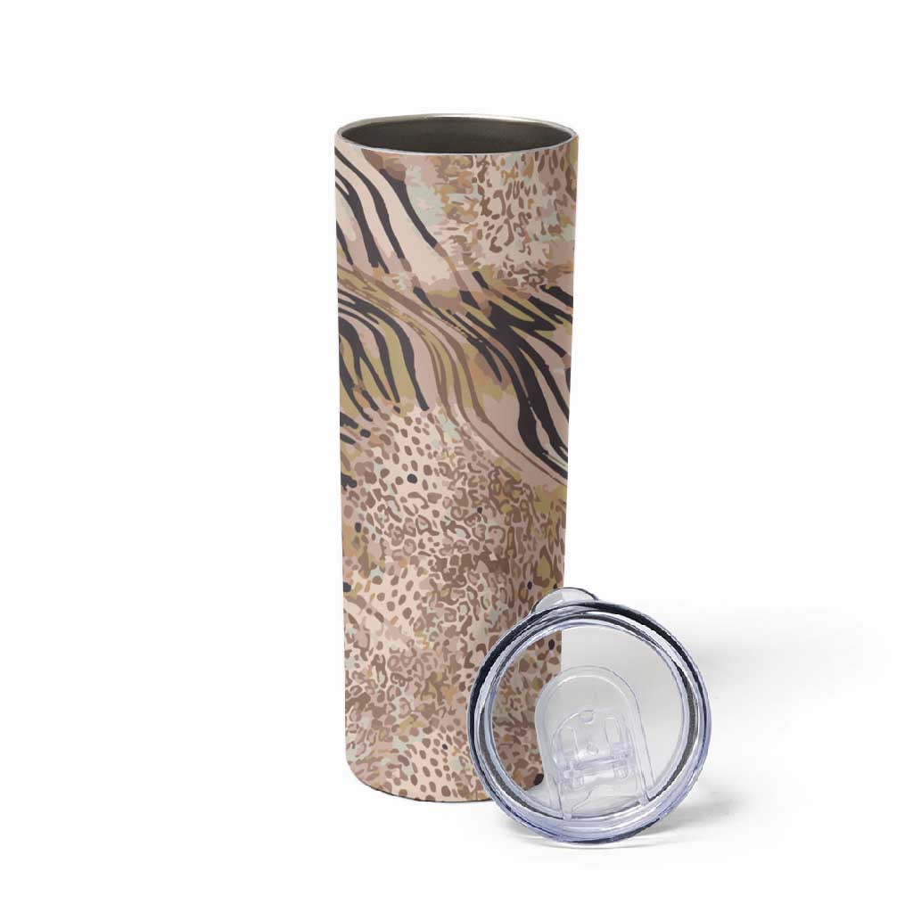 African Zebra Leopard Pattern Skinny Tumbler Sand Taupe Beige